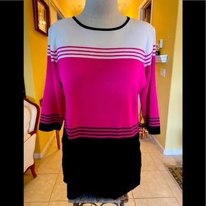 Misook Long Sleeves knit Top White Pink Black